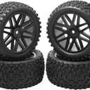 OD 88mm/3.46"12mm Hex Wheel Rims Rubber Tires with Sponge Replacement for 1/10 RC Off-Road Buggy Car,Black