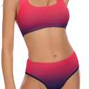 Beautikini Period Swimwear Two Piece Menstrual Leakproof Sporty Bikini Sets Bathing Suit Period Swimsuit for Teen Girls (X-Small, Pink Gradient)