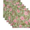 CPC Cloth Napkins Set of 2 Cotton Printed Dinner Block Print Napkins I Wedding Cocktail Cloth Floral Napkins I 18x18 in I Pink Tourmaline