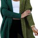 Astylish Women 2025 Fall Outfits Open Front Long Sleeve Hooded Knit Cardigan Sweaters Color Block Outwear Coats (Small, Z Blackish Green)
