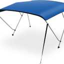 SereneLife 3 Bow Bimini Top Cover for Boat, Includes 2 Straps, 2 Rear Support Poles, 72'' x 54-60'' x 46'', with Marine-Grade 600D Polyester Canvas, Storage Boot with 1" Aluminum Frame (Royal Blue)