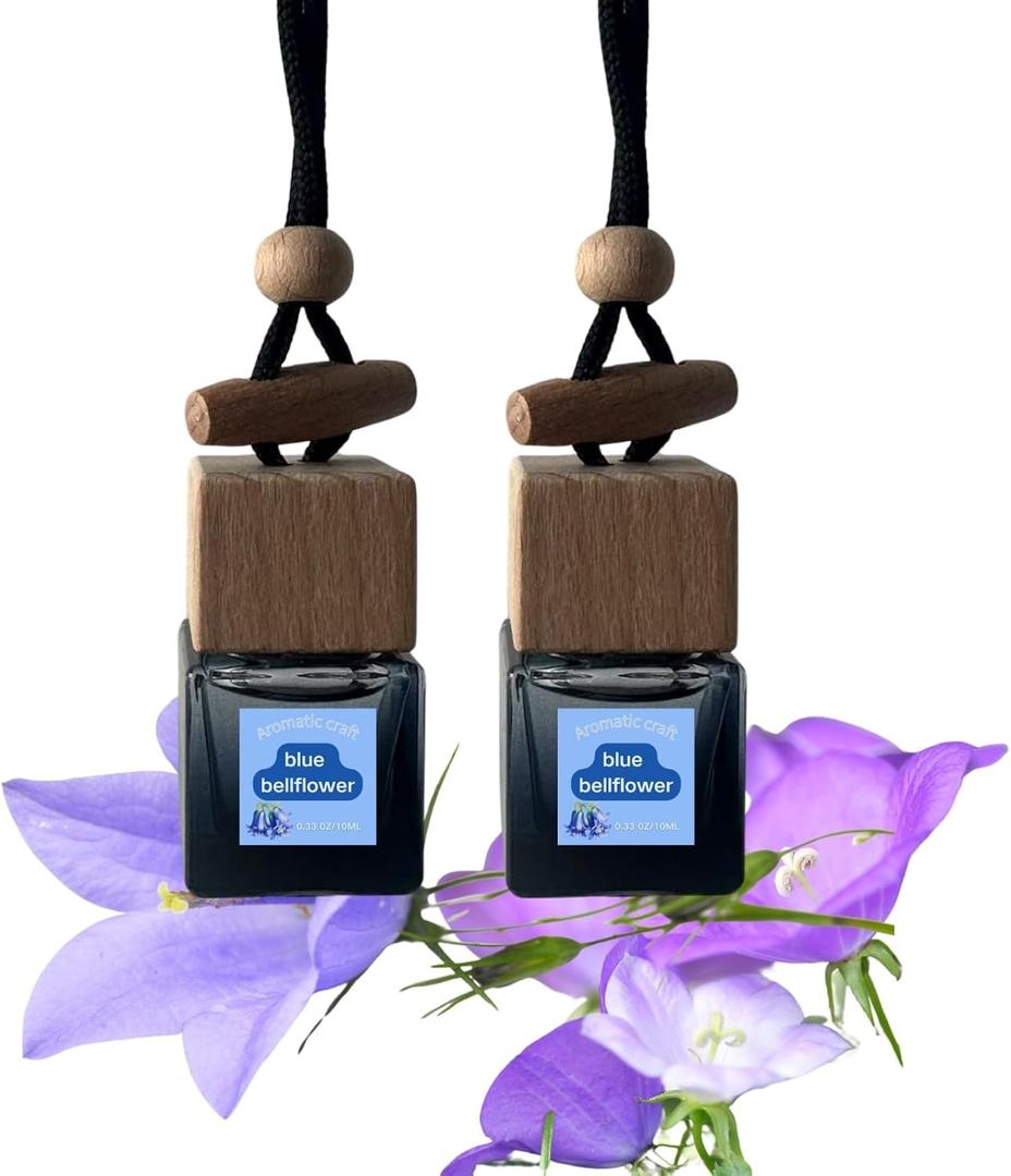 Car Air Freshener 2 Pack Hanging Air Freshener Diffuser - Fragrance Oil Air Diffuser for Car, 60+ Days Long Lasting FragranceSuitable for both men and women (2 bottles, bluebell flower)