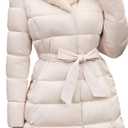 PAPILLON D'OR WEAR YOUR WINGS Women's Long Puffer Coat with Belt, Hood & Furry Lining - Knee-Length Winter Jacket XL