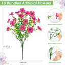 Bassion Artificial Flowers for Outdoors, 16 Bundles UV Resistant Fake Flowers Realistic Silk Faux Plants for Outdoor Planter Window Box Porch Patio Garden Home Outside Decorations