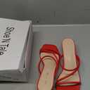 Shoe'N Tale Strappy Heels For Women Low Chunky Block Heel Heeled Sandals Square Open Toe Slip On Slides Mules 10