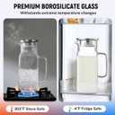 1 Pack 2 Liters/68 oz Square Glass Pitcher with Lid and Handle, Glass Carafe for Hot/Cold Water, Large Iced Tea Pitcher for Coffee, Juice