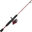 Zebco Slingshot Spinning Reel and Fishing Rod Combo, 2-Piece Medium-Light Durable Fiberglass Rod, Comfortable EVA Handle, Pre-Spooled with 8-Pound Cajun Fishing Line, 5'6" Rod - Red