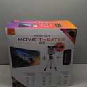 iLive Cinema Pop-Up Film Kit, 720p Projector with 120 Inch Screen, Bluetooth 5.0 Speaker, HDMI/USB/3.5mm, Black, Portable Theater, 21.5 x 17 x 19 cm