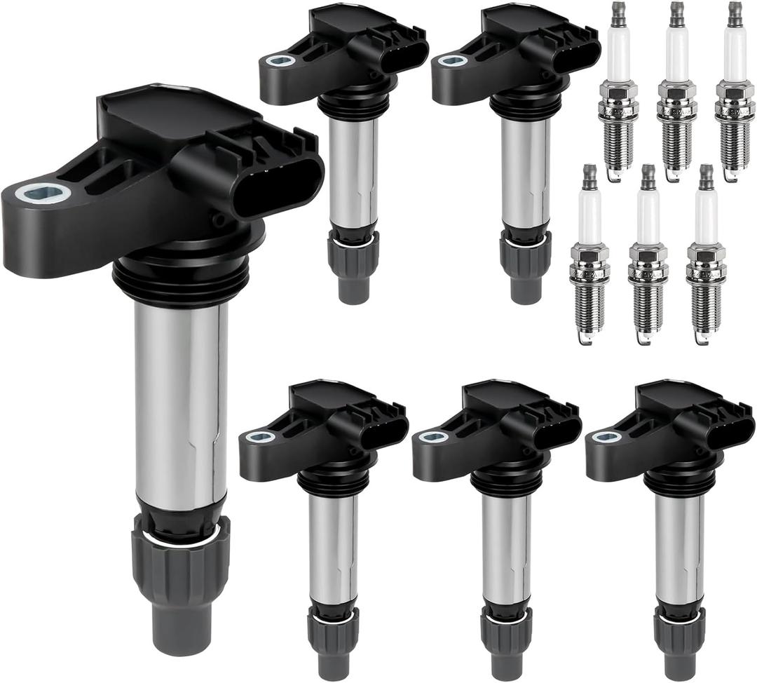 6pcs Ignition Coil & Spark Plug Fit for GMC Acadia Terrain Chevy Traverse Impala Equinox Malibu Cadillac SRX Buick Enclave 3.6L V6 2010 2012 2013 2014 2015 2016 Coil Pack Replaces# C1555 Uf569