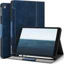 Antbox Case for iPad Air 2/iPad 6th/5th Generation(9.7'')/Pro 9.7''/Air 1 Vegan Leather Case with Pencil Holder Auto Sleep/Wake Function Smart Cover for iPad 9.7'' (Blue)