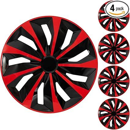 4 Pack Red Hubcap Wheel Cover Replacement 16Inch Hub Caps Universal Wheel Rim Cover ABS Material Exterior Accessories for Car Trunk SUV