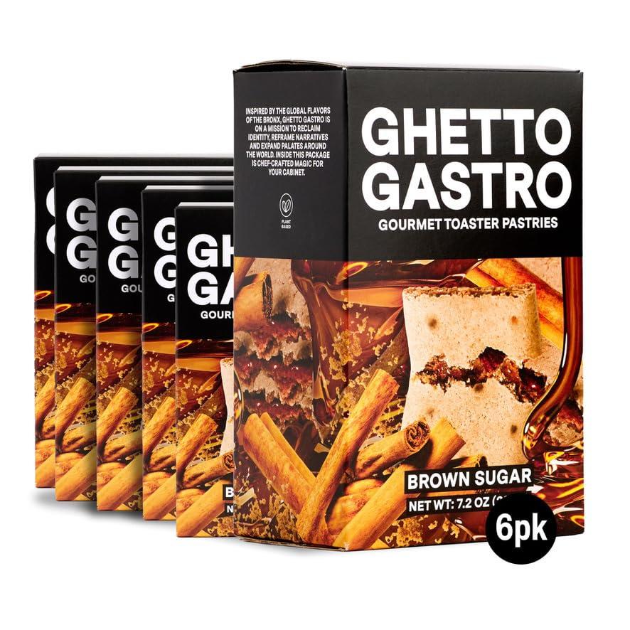 Ghetto Gastro Brown Sugar Toaster Pastries (6-Pack, 24-Bars) - Plant-Based, Vegan & Non-GMO Ingredients, Kosher Certified - Perfect for Breakfast or Snack, Best By 12/11/2025 