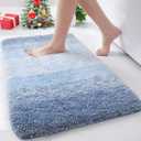 Arotive Microfiber Bathroom Rugs, Shaggy Soft and Absorbent Bath Rug, Non-Slip, Thick Plush Machine Washable Dry Bath Mats for Bathroom, Tub and Shower, 24x16, Light Blue, Rectangular