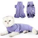 Cat Surgical Recovery Suit Professional for Male Female Dog Abdominal Wounds Cone E-Collar Alternative Anti-Licking Pet Surgical Recovery Pajama Suit Soft Fabric Onesie for Cats