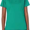 Amazon Essentials Women's Classic Fit V-Neck Short Sleeve Scrub Top (Available in Plus Size) (1X, Teal Blue)