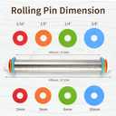 2 x Adjustable Rolling Pin 17” with 4 Thickness Rings for Baking, Stainless Steel Dough Roller with Clear Measurement for Pizza, Fondant, Pie, Cookies, Baking Supplies, Pastry, Pasta