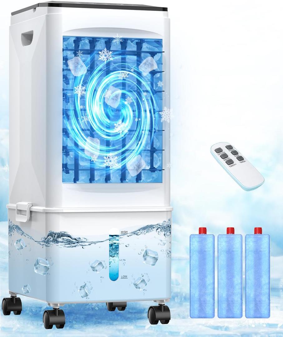 Portable Air Conditioners, [2.5 Gal] Fast Cooling Evaporative Air Cooler, 60W Quiet Portable AC Unit w/Remote & Timer, 4-IN-1 Swamp Cooler, Windowless Air Conditioner Fan for Bedroom Dorm Garage