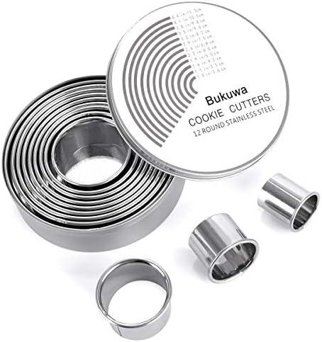 12 Pieces Round Cookie Biscuit Cutter Set,Graduated Circle Pastry Cutters,18/8 Stainless Steel Cookie Cutters and Donut Cutter Ring Molds