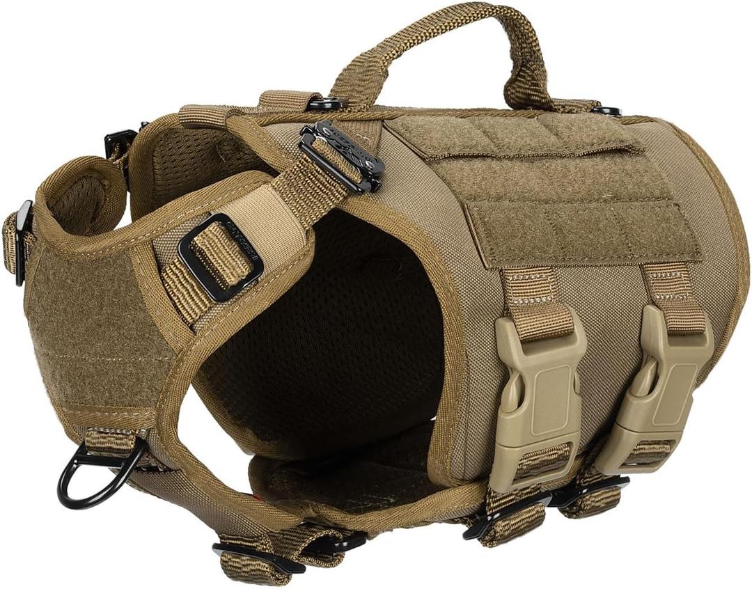 ICEFANG GN3 Tactical Dog Harness with 6X Buckle,Dog Molle Vest with Handle,3/4 Body, Hook and Loop Panel for ID Patch,No Pulling Front Clip (XS (Neck 12"-17"; Chest 17"-23"), Coyote Brown)