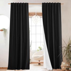 NICETOWN Vintage Rod Pocket Flax Thermal Curtains, 100% Blackout Curtains 84" Long for Dining Room, Soundproof Window Treatment Drapes for Hall Room, Black, 52" Wide Per Panel, Set of 2 (52"W x 84"L (Pack of 2), Black) NICETOWN Vintage Rod Pocket Flax Thermal Curtains, 100% Blackout Curtains 84" Long for Dining Room, Soundproof Window Treatment Drapes for Hall Room, Black, 52" Wide Per Panel, Set of 2 (52"W x 84"L (Pack of 2), Black)