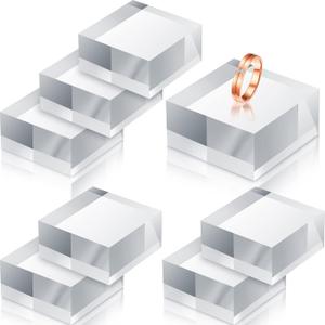 Remerry 8 Pieces Acrylic Display Block 2 x 2 x 1 Inch Clear Polished Acrylic Square Display Cube Block Stand Holder for Rings Jewelry Ornaments