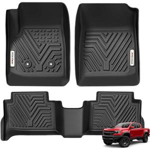 YITAMOTOR Floor Mats Compatible with 2015-2022 Chevy Colorado Crew Cab/GMC Canyon Crew Cab, Custom Fit Floor Liners, 1st & 2nd Row All Weather Protection, Black