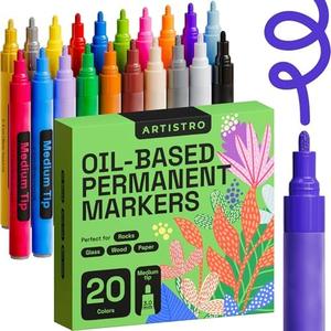 ARTISTRO 20 Oil-Based Permanent Paint Markers - Assorted Sets of Fine and Medium Tip Markers for Wood, Rock, Fabric, Glass, Ceramic, Metal, Plastic, and More - Quick Dry, Waterproof, Permanent