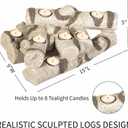 Plow & Hearth Faux Birch Fireplace Candle Holder, Resin Log Insert for Fireplace Decor, Holds 8 Fireplace Candles for Inside Fireplace, Cozy Living Room Fireplace Decorations