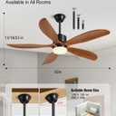 Yahada 60" Ceiling Fans with Lights and Remote 5 Blades Outdoor Fans Brown | Ceiling Fan with Light for Patios Indoor, ETL Listed, Timer, 6 Speeds, 3 Color, 6500 CFM, Reversible Quiet DC Motor