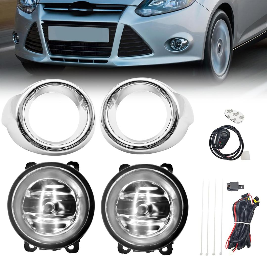 Fog Lights Compatible With 2012 2013 2014 Ford Focus S/SE/SEL/Titanium Models Front Bumper Lamps w/Light Bulb 1 Pair of fog lamps