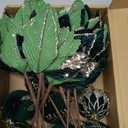 Soulchen 20 Pcs Christmas Velvet Poinsettia Flower Balls Ornaments Set Glitter Artificial Poinsettia Decoration Christmas Tree Ornaments Wreath Garland Decoration (Green)