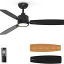 TALOYA 52 Inch Ceiling Fans with Lights Led Remote Control Flush Mount Low Profile for Living Room Bedroom Outdoor Farmhouse Patio Kitchen Dining Room, DC Motor, Reversible,  3 Color Temperatures, Black