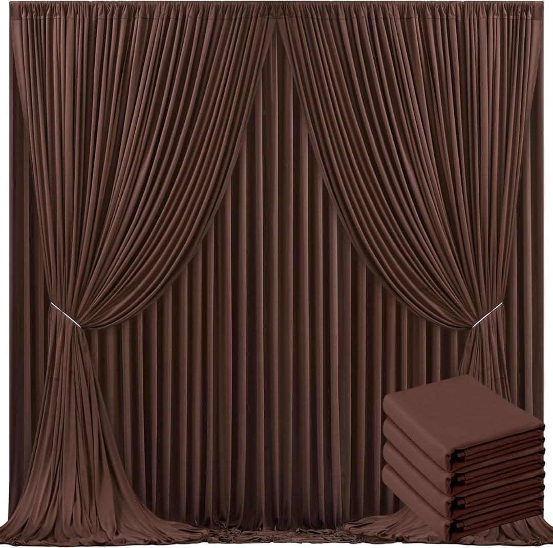 20ft x 10ft Brown Backdrop Curtain for Parties Wedding Brown Wrinkle Free Backdrop Drapes Panels for Baby Shower Gender Reveal Birthday Photo Photography Polyester Fabric Background Decoration
