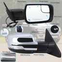 Right Passenger Side Mirror Fits 2019 2020 2021 2022 2023 2024 2025 2026 Ram 1500 With Power Folding Power Glass Heated Turn Signal Puddle Light Blind Spot Chrome Replace#68276502AH(9+2Pins)