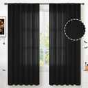 YoungsTex Black Linen Curtains 72 inch Length for Living Room, Light Filtering Semi Sheer Window Drapes with Rod Pocket Back Tab Gothic Decorative for Bedroom Dining Room, 52 X 72 Inch, 2 Panels
