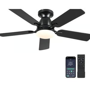 Ceiling Fans with Lights- 46 Low Profile Indoor Ceiling Fan with Light Black