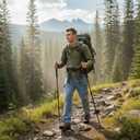 Men's Hiking Pants Cargo Jeans for Hiking, Fishing, Tactical, Jogger - Multi-Pocket Denim Work Pants (Blue, M)