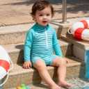 uideazone Baby Toddler Boys Zipper Rash Guard Swimsuit UPF 50+ One Piece Beach Swimwear Bathing Suits 3-36 Months (Stripe Blue)