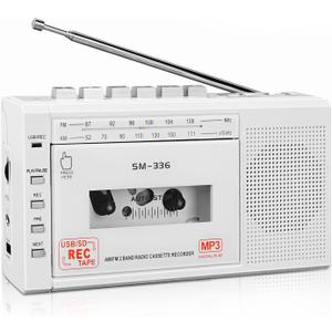 Small Cassette Player Recorder, Cassette to Digital Converter via USB or Micro SD Card, Powered by AC or 4 AA Battery, AM FM Radio Tape Recorder with Build-in Speaker and Earphone Jack