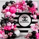 ALL-IN-1 Pink and Black Balloons Arch Kit with BONUS Starburst Balloons  Pink Black and White Balloons for Hot Pink and Black Party Decorations for Birthday, Boss Baby, Mean Girls, Barbie, Minnie