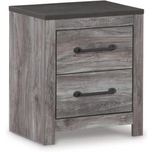 Signature Design by Ashley Bronyan Rustic 2 Drawer Nightstand, 2-Tone Look, Light Gray and Dark Gray, Large Scale Handles, Fully Finished Drawer Interiors, 24.72" Tall, Gray, 21.69" W X 15.59" D X 24.72" H