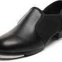 Child Tap Shoes Leather Tap Dance Shoes Non-Slip Jazz Shoes for Girls Boys, Black (11 Little Kid)