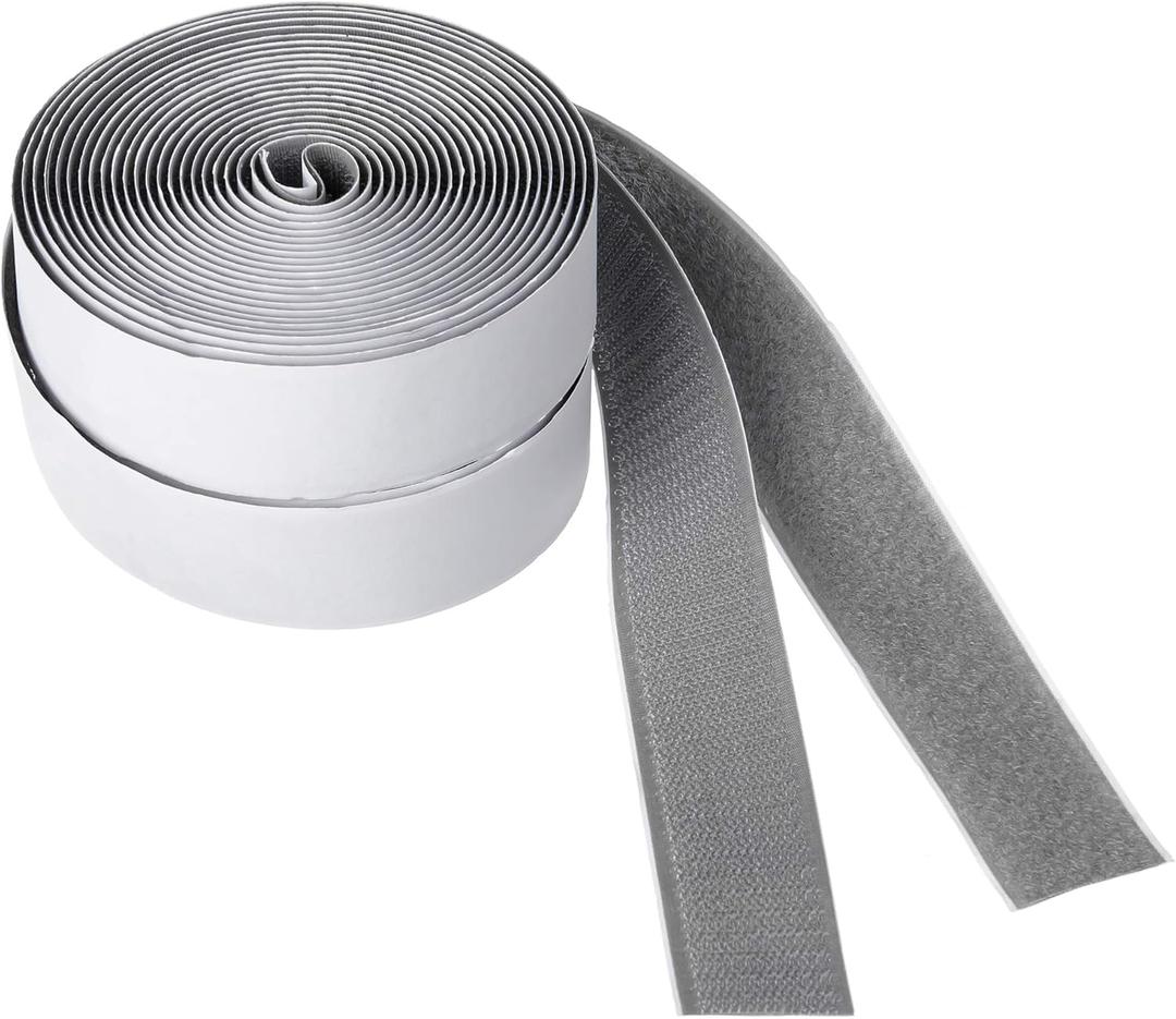 BRAVESHINE 16.5FT Hook and Loop Tape Roll with Adhesive - 1.2 Inch Fabric Fasteners Tape Double-Sided Backing Stick On Hook and Loop Strips for Sewing, Crafting, Mounting or Anti Slip Use - Grey