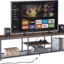 VECELO TV Stand with Power Outlets for Televisions up to 80 Inch,70" Media Entertainment Center with Charging Station 3-Tier Open Storage Shelves with Metal Frame for Living Room/BedroomBrown
