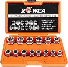 XEWEA Professional 14PCS Bolt Extractor Set, 3/8" Drive Impact Stripped Bolt Remover Socket Set for Removing Damaged Broken Rounded Off Bolt & Nut, Impact Grade Cr-Mo Steel with Case Father's Day Gift