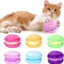 Eccliy 6 Pcs Macarons Catnip Cat Toys for Indoor Interactive Cat Chew Toys Kitten Chew Supplies for Kitty Lover Gifts Interactive Plush for Boredom Relief Indoor Exercise, 6 Colors