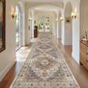 Madane Hallway Runner Rug 3x18 - Kitchen Rugs 18ft Washable Entryway Rug Vintage Kitchen Runners Non Slip Indoor Area Rug Farmhouse Carpet Runner for Bathroom Living Room Bedroom, Turmeric/Grey