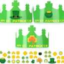 Hooqict St. Patrick's Day Crown Crafts 30 Pack St Patricks Day Hats for Kids Classroom Paper Crowns with Shamrock Green Hat Stickers Party Favors