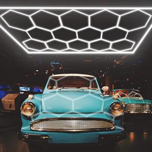 LED Hexagon Garage Light - Super Bright Car Detailing Shop LED Garage Lights, Hexagon Ceiling Lighting System for Home Gym Workshop Basement Warehouse