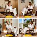 YZ HOME Rocking Chair Cushion, Set of Thicken Seat & Back Chair Cushions with Memory Foam, Non-Slip Chair Pad with Ties for for Indoor&Outdoor Rocker, Beige, 22x17x5/17x17x5